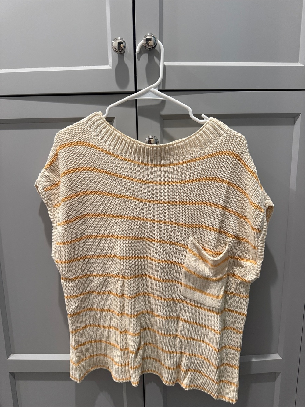 Women’s Cream & Yellow Striped Knit Sweater Top